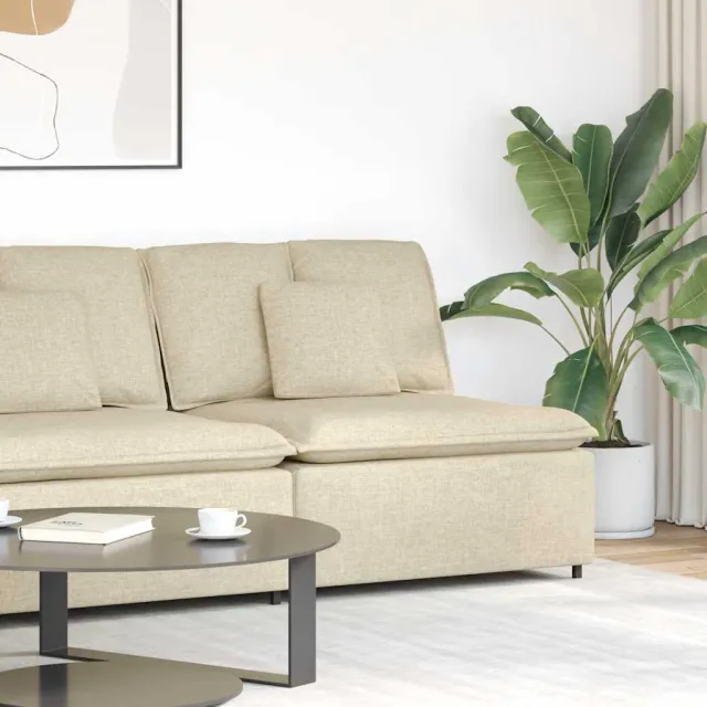 vidaXL Modulaire bank middenmodule met kussens 100 cm crèmekleurig