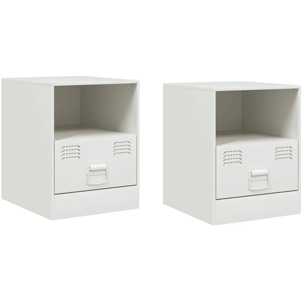 vidaXL Nachtkastjes 2 st 34,5x39x44 cm staal wit, foto 3