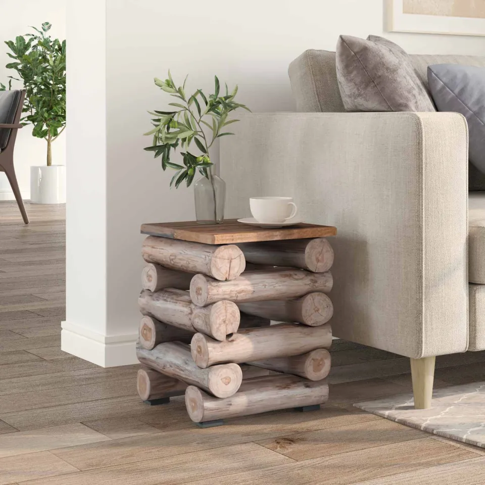 vidaXL Kruk Naturel Massief Teakhout, foto 3