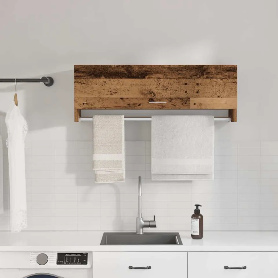 vidaXL Kledingkast 100x32,5x35 cm bewerkt hout oud houtkleurig bruin, foto 2