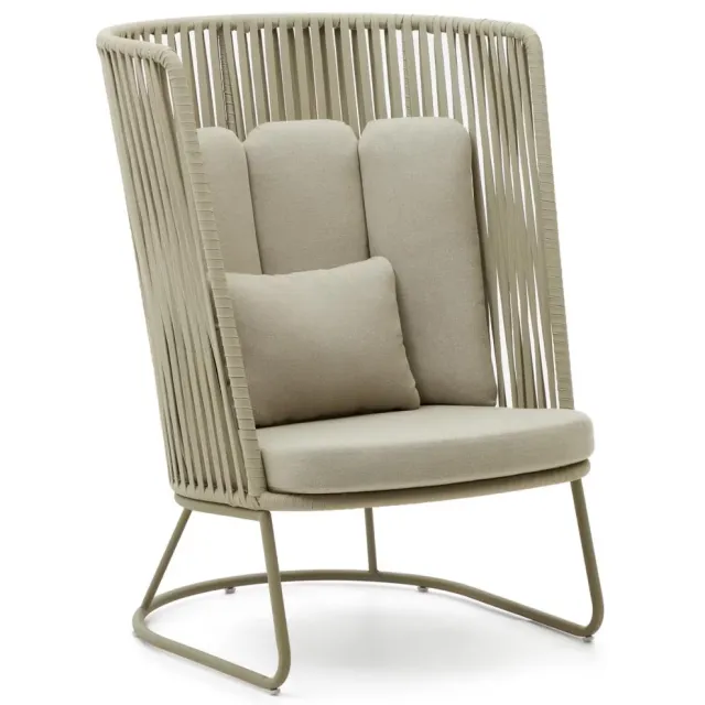 Kave Home Saconca fauteuil met hoge rug groen