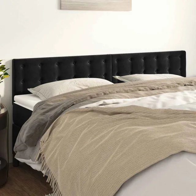vidaXL Hoofdborden 200x5x78/88 cm fluweel zwart