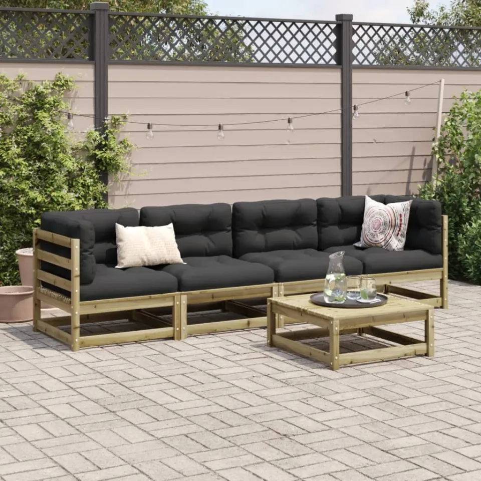 vidaXL 5-delige Loungeset geïmpregneerd grenenhout bruin, foto 3