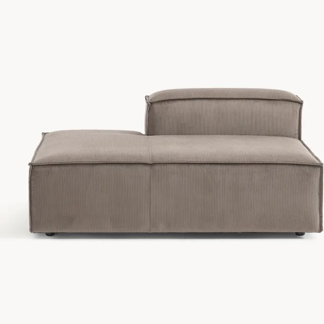 Westwing Collection Corduroy chaise longue module Lennon Taupe
