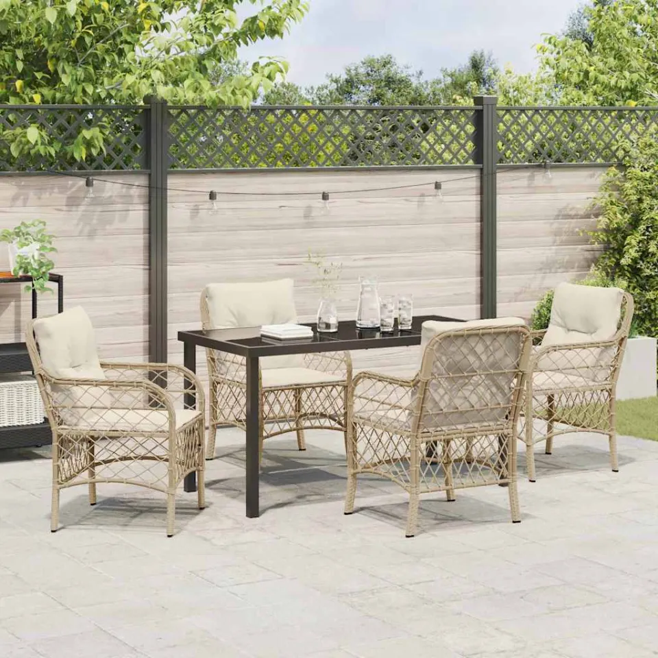 vidaXL Tuin eettafelset 5 st Beige poly rattan, foto 3