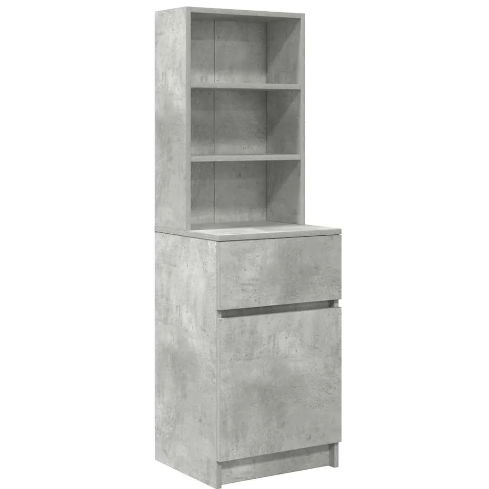 vidaXL Nachtkastje 39x35x125 cm bewerkt hout betongrijs Bruin