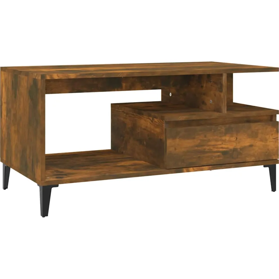 vidaXL Salontafel 90x49x45 cm bewerkt hout gerookt eikenkleurig, foto 3