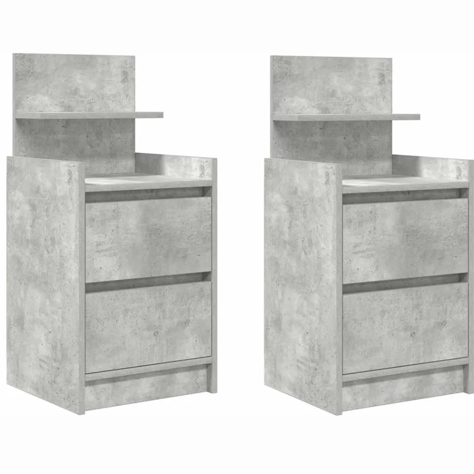 vidaXL Nachtkastjes met 2 lades 2 st 38x34x80 cm betongrijs