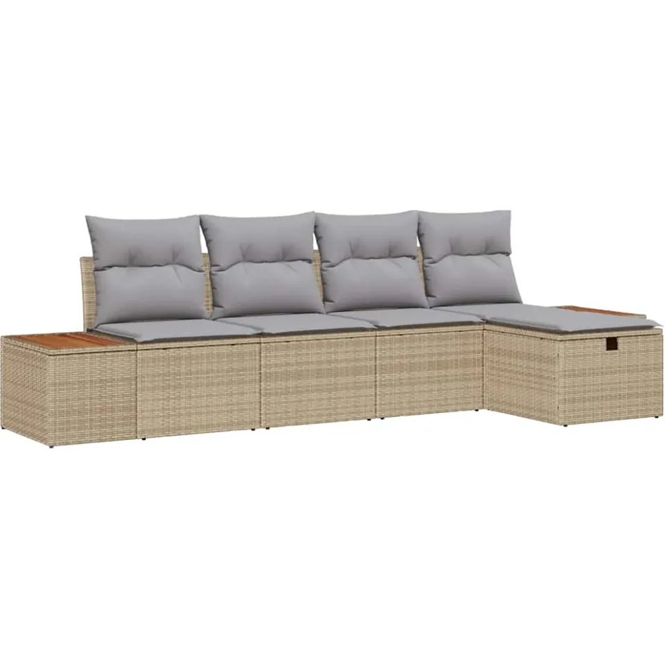 vidaXL Tuin Sofa Set 6 st Beige poly rattan