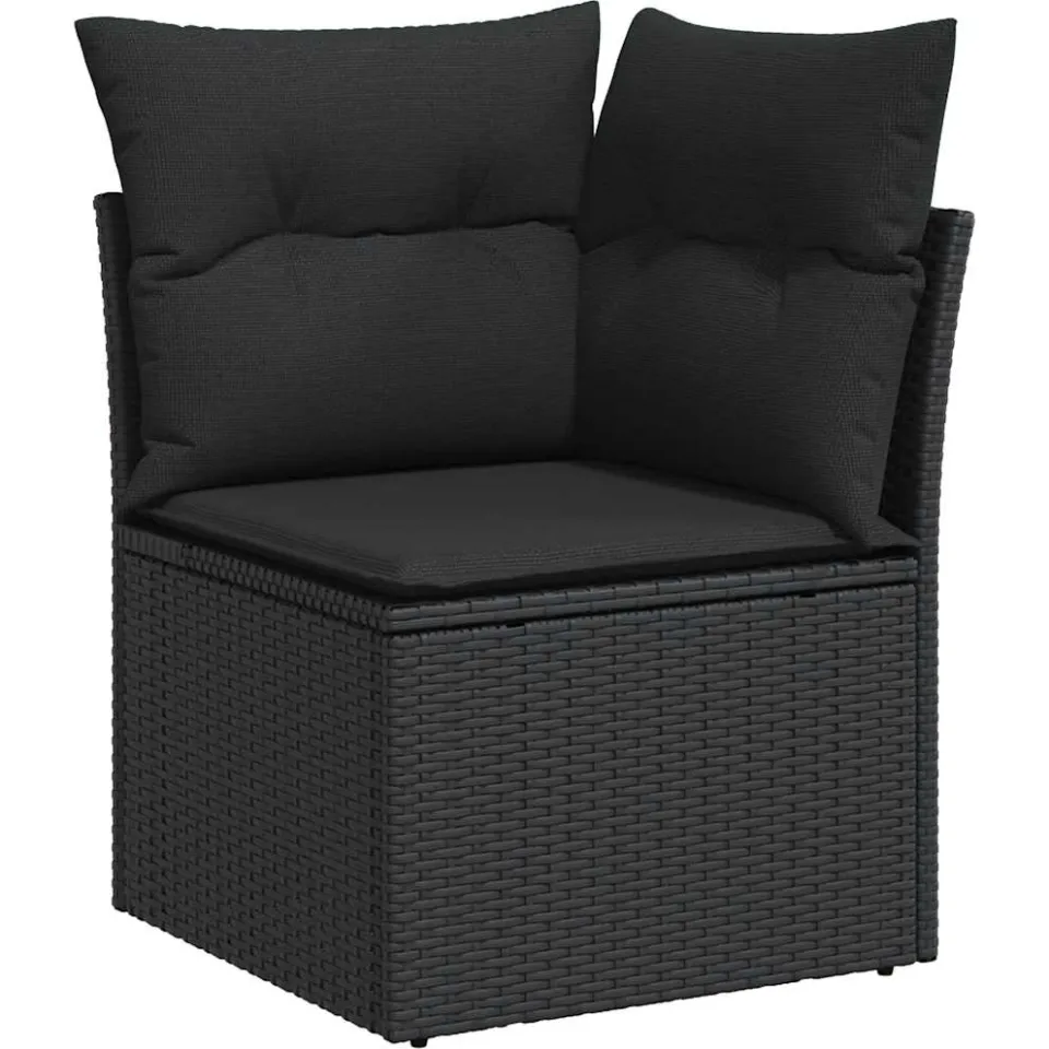 vidaXL 11-delige Loungeset met kussens poly rattan zwart, foto 4