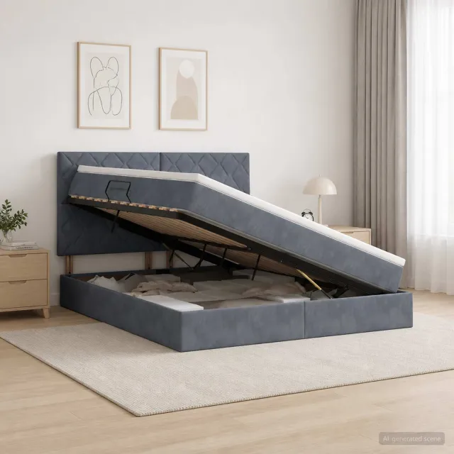 vidaXL Opslag bed met matras Donkergrijs 180 x 200 cm Fluweel