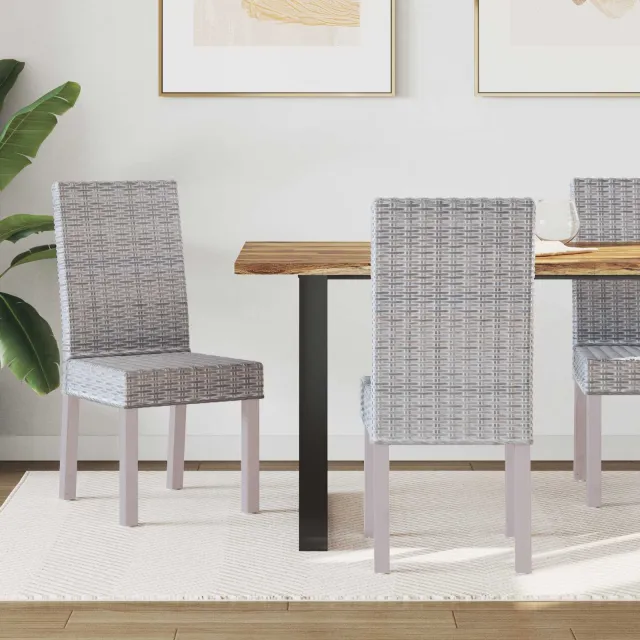 vidaXL Eetkamerstoel GENDT 2 st Kubu Rattan en Massief Mahoniehout Wit