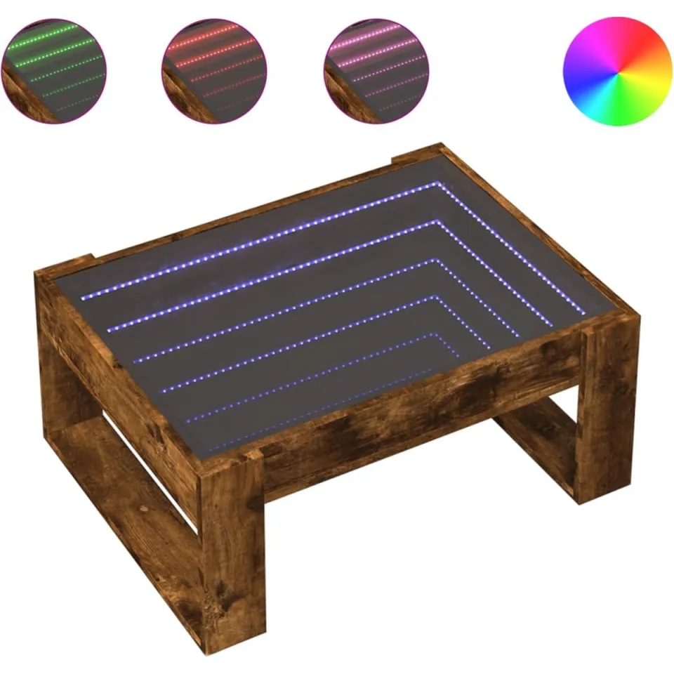 vidaXL Salontafel met Infinity LED 70x53x30 cm gerookt eikenkleurig, foto 3