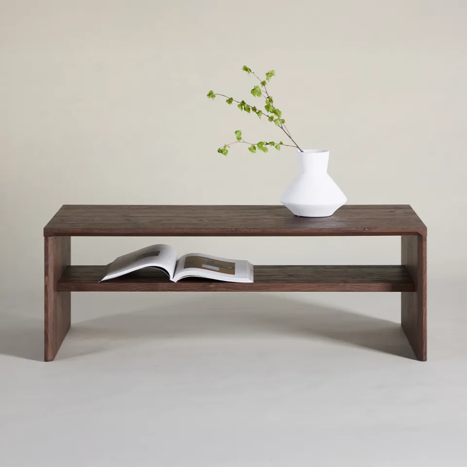 Nest living Rae houten salontafel donkerbruin - 100 x 38 cm bruin, foto 3