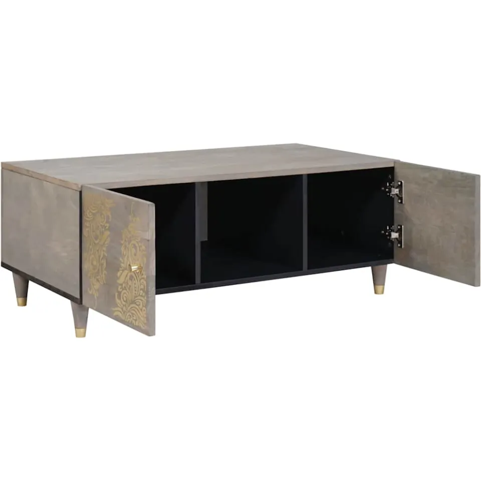 vidaXL Salontafel Grijs 100 x 54 x 40 cm Massief Mango Hout, foto 2