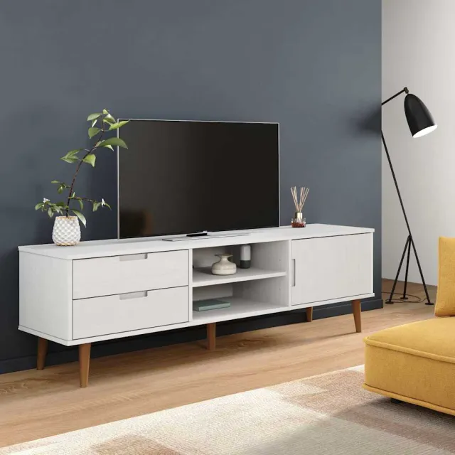 vidaXL Tv-meubel MOLDE 158x40x49 cm massief grenenhout wit, foto 2