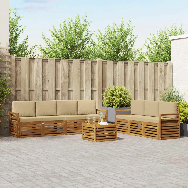 vidaXL Buiten bankenset 8 st 7-zits Natuurlijk en Beige