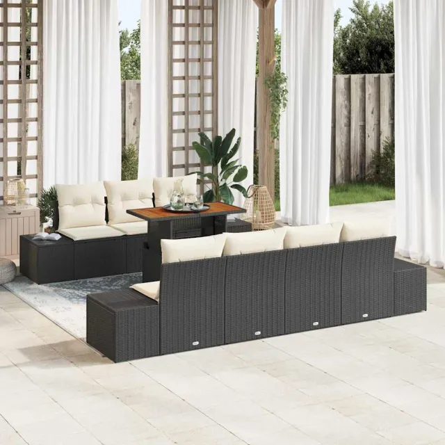 vidaXL Tuin Sofa Set 8 st Zwart Poly riet, foto 2