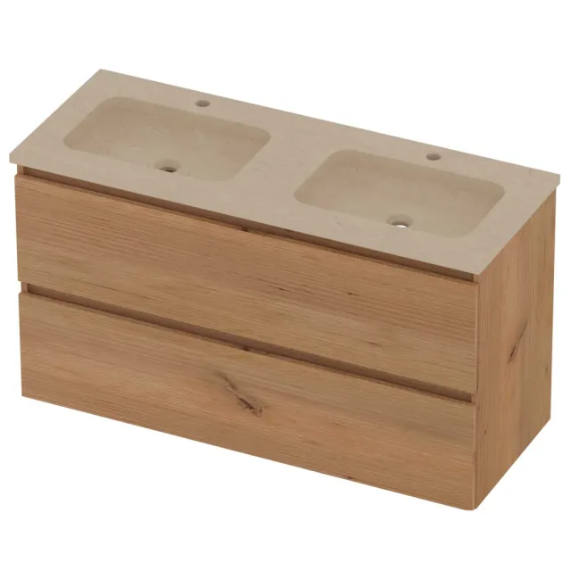 Basic-Line Rocky 46 Badmeubelset Hardsteen 120x46x62 cm R46SSCWO120D2 Whisky Oak Sand Stone Beige