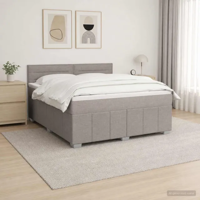 vidaXL Boxspringbed met matras met hoofdeinde Taupe 160 x 200 cm Stof