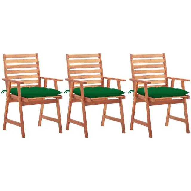 vidaXL Tuinstoelen 3 st met kussens massief acaciahout Groen