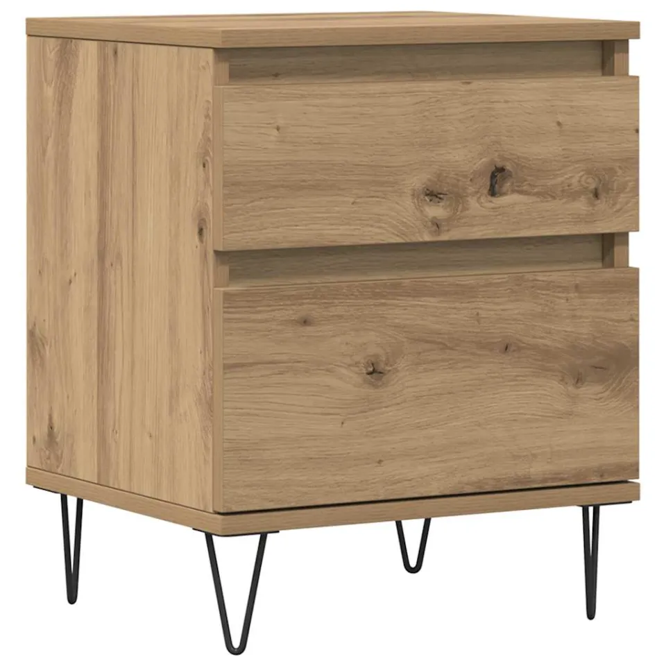 vidaXL Nachtkastje 40x35x50 cm bewerkt hout artisanaal eikenkleur, foto 3