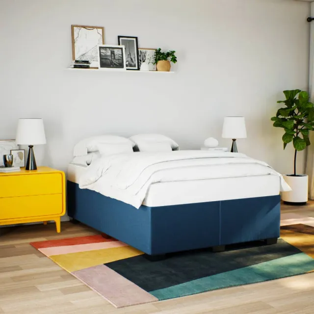 vidaXL Bedframe zonder matras stof blauw 140x190 cm