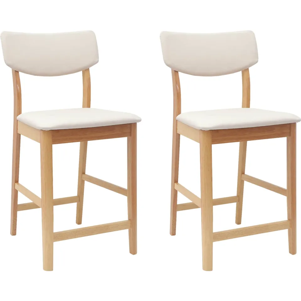 vidaXL Eettafelstoelen 2 st Massief Rubberhout Naturel 48 x 49 x 95 cm Bruin