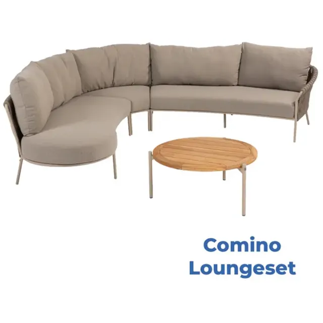 4 Seasons Outdoor Comino loungeset met Yoga koffietafel Bruin, Latte, Taupe