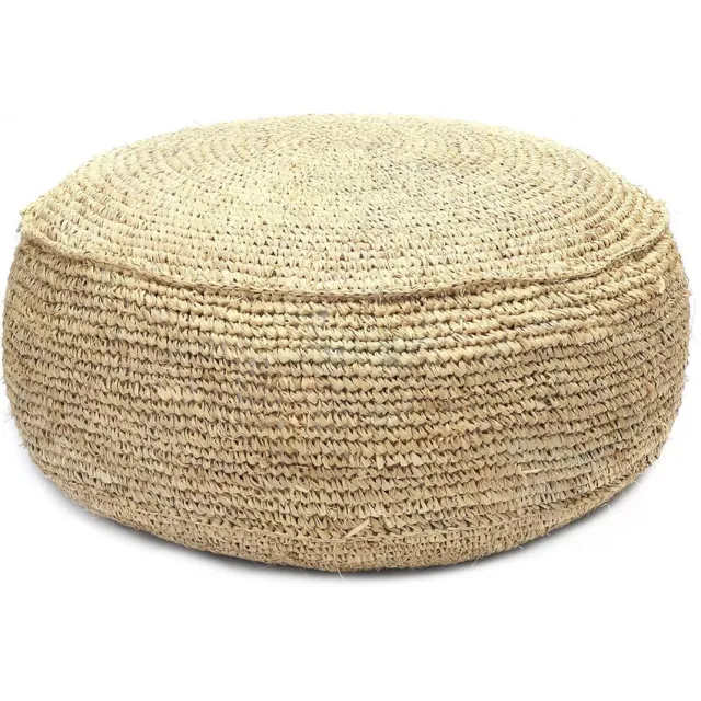 Bazar Bizar Safaary - De Raffia Flores Poef - Naturel beige