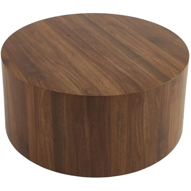 sweeek Ronde salontafel houtlook ø80 x h 35 cm - delos Walnoot