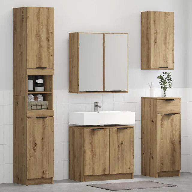 vidaXL Badkamermeubelset 4 st Artisan Eiken 64,5 x 33,5 x 59 cm Bruin