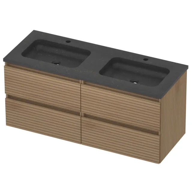 Basic-Line Rocky 46 Badmeubelset Hardsteen 120x46x54 cm R46bselo2x602 Lamello Oak Blue Stone Grijs