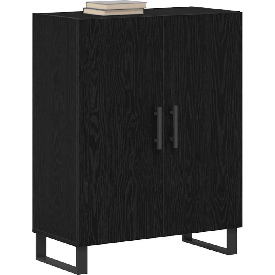 vidaXL Dressoir Zwart Eiken 69,5 x 34 x 90 cm Bewerkt hout