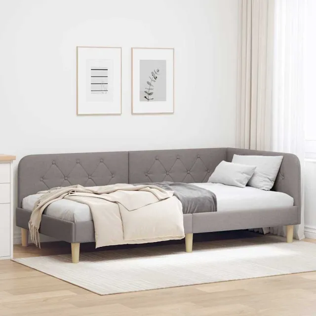 vidaXL Hoekbedframe Taupe 90 x 190 cm Stof