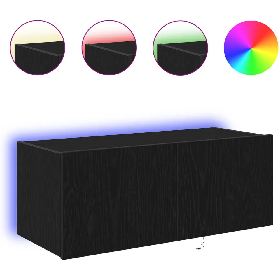 vidaXL TV Wandkast 80 x 35 x 31 cm Zwart Eiken Bewerkt hout, foto 4