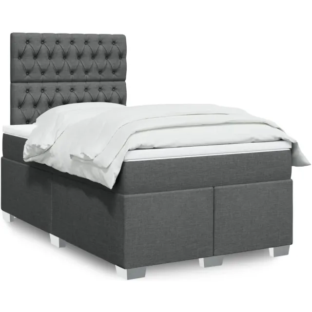 vidaXL Boxspring met matras stof donkergrijs 120x200 cm grijs