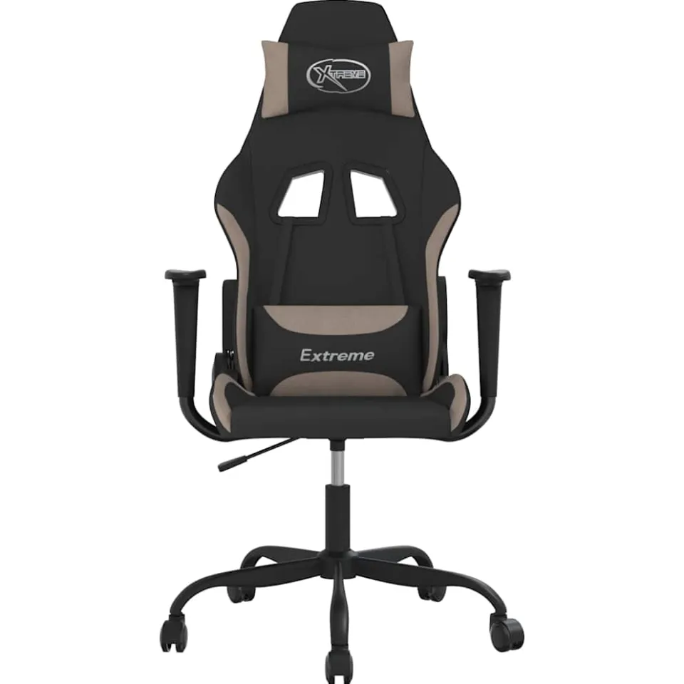 vidaXL Massage gamestoel stof zwart en taupe