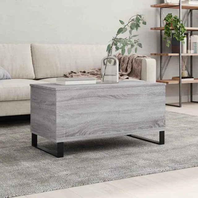 vidaXL Salontafel 90x44,5x45 cm bewerkt hout grijs sonoma eikenkleurig, foto 2