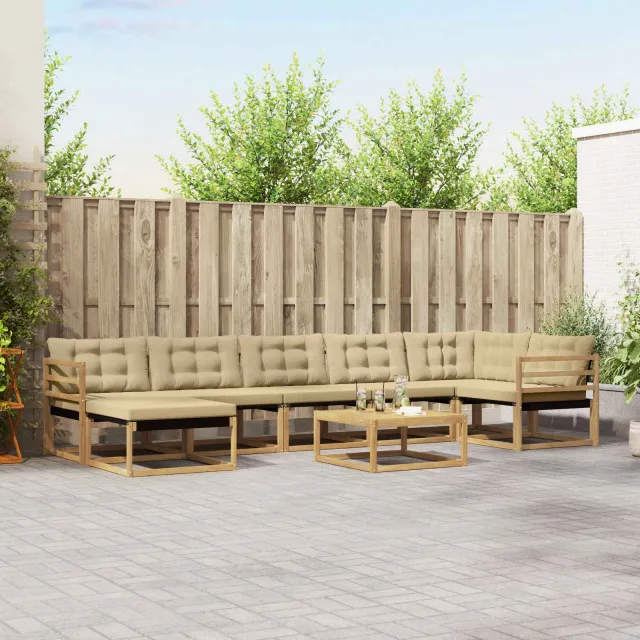vidaXL Buiten bankenset 8 st 7-zits Wit en Beige