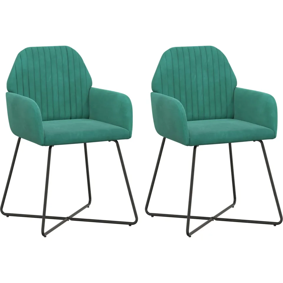 vidaXL Eettafelstoelen 2 st fluweel Turquoise 55 x 50 x 84 cm, foto 3