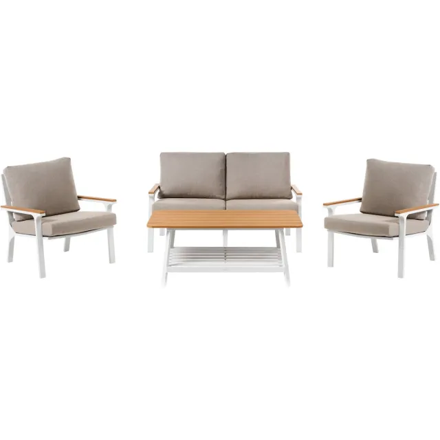 Beliani ORERO - Loungeset 4-zits - Taupe - Aluminium Beige
