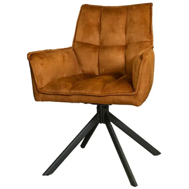 Starfurn Eetkamerstoel Dani - Oranje Velvet - Draaibaar - Set van 2