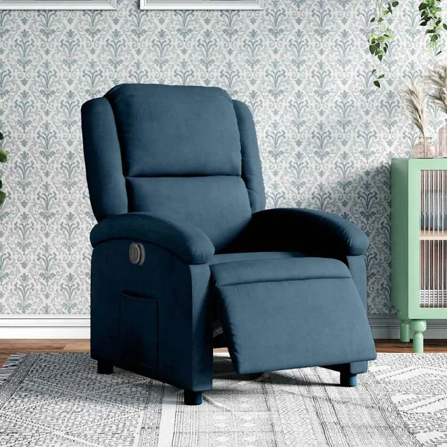 vidaXL Fauteuil elektrisch verstelbaar fluweel blauw