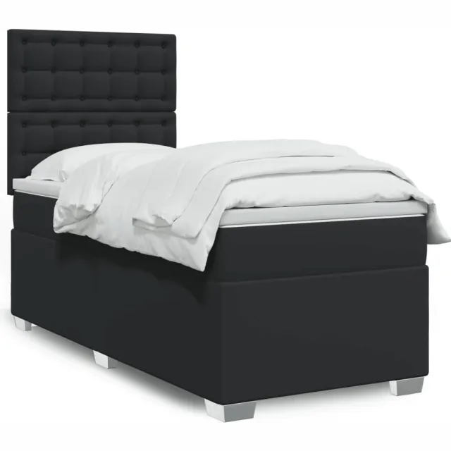 vidaXL Boxspring met matras kunstleer zwart Single