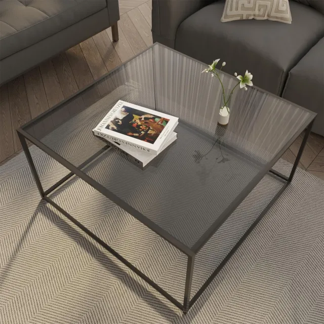 Duraxl Glazen salontafel - Rond - Ø 45 x 70 cm - Zwart