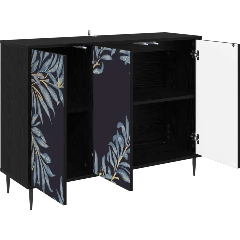 vidaXL Dressoir DOKKUM Zwart eiken 102 x 33 x 76 cm Bewerkt hout