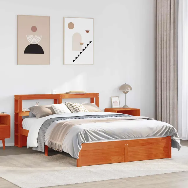 vidaXL Bedframe met plank met opslag 2 st Wasbruin Massief Vurenhout