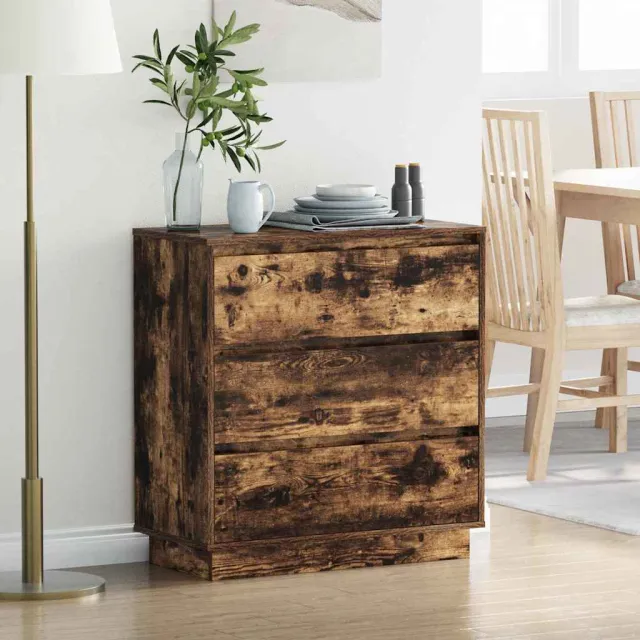 vidaXL Nachtkastje Gerookt eiken 71 x 34,5 x 75 cm Bewerkt hout, foto 2