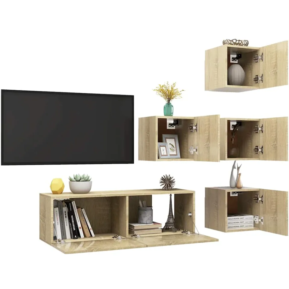 vidaXL 5-delige Tv-meubelset bewerkt hout sonoma eikenkleurig, foto 3